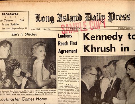 Long Island Daily Press Newspaper Wednesday May 17 1961 1940 69