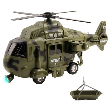 Vokodo Military Helicopter 11 With Lights Sounds Push And Go Includes
