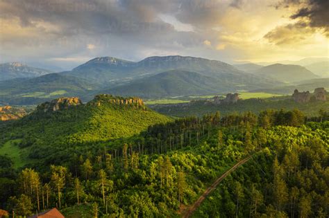 Aerial View By Drone Of Forest Belogradchik Bulgaria Europe Stock Photo