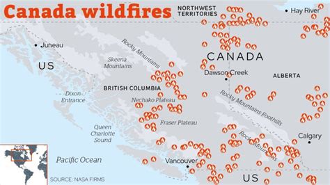 Canada Fires Map Where Wildfires Have Spread In British Columbia And