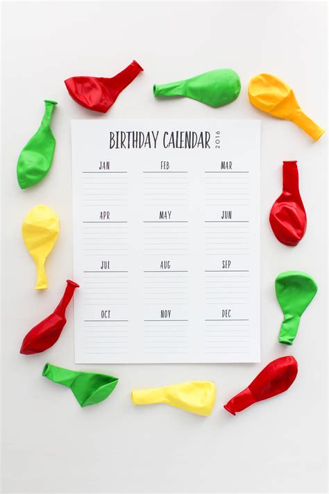 Birthday Calendar Printable Lets Mingle Blog