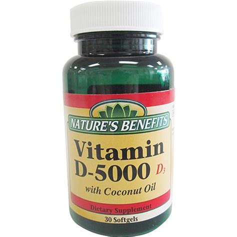 Wholesale Natures Benefits Vitamin D3 5000 Iu Wcoconut Oil Glw