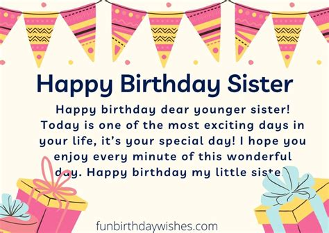 Cute Birthday Wishes For Younger Sister