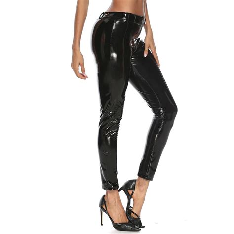 Push Up Faux Leather Pants Fashion Women Sexy Shiny PU Leather Leggings