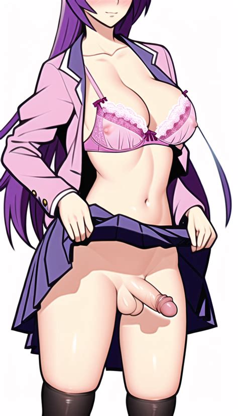 Rule 34 1futa Ai Generated Bakemonogatari Balls Big Breasts Bottomless Bra Breasts Clothed