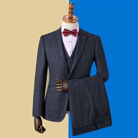 700us Oscn7 2019 Plaid Custom Made Suits Men Slim Fit Wedding Party