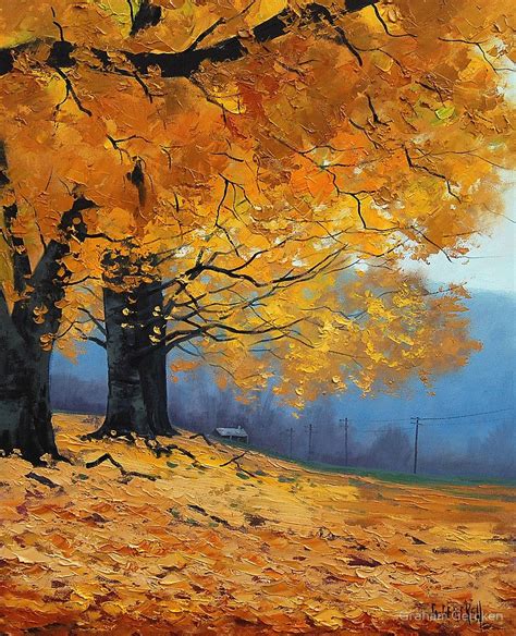 Golden Fall Trees By Graham Gercken Fall Tree Painting Autumn