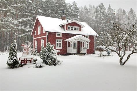 Red House In The Snow Red House Red Houses Sweden House