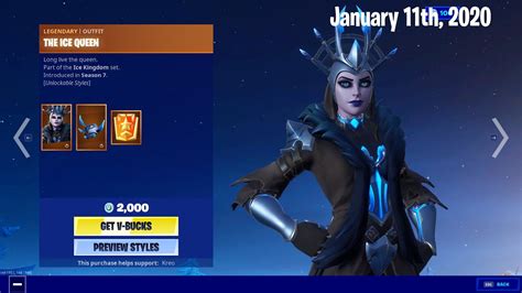 Here's a full list of all fortnite skins and other cosmetics including dances/emotes, pickaxes, gliders, wraps and more. Fortnite Item Shop The RARE *Ice Queen Skin* Is Back ...