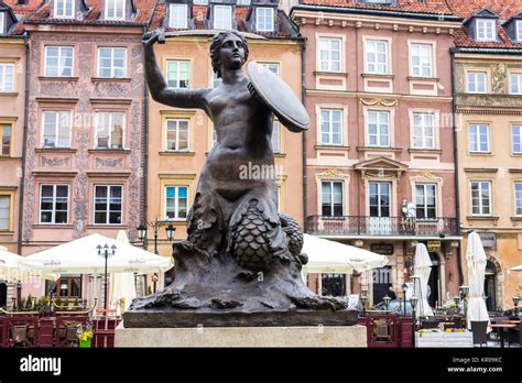 Statue Of The Mermaid Of Warsaw Syrenka Warszawska Symbol Of The