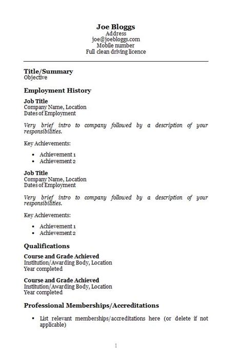 Classic cv template, to download and edit for free. Free Georgia Simple Text Only CV Resume Template in Microsoft Word (DO - CreativeBooster
