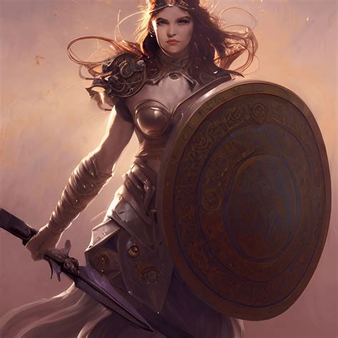 Spear And Shield Female Warrior Rdndai