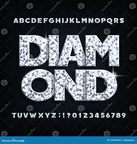 Diamond Crystal Alphabet Font Ornate Shiny Letters Numbers And