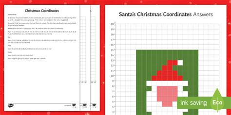 Ks2 Santas Christmas Coordinates Worksheet Worksheet