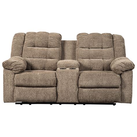 Ashley Signature Design Workhorse Casual Double Reclining Loveseat W