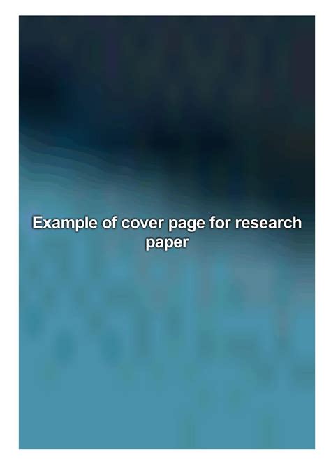 Example Of Cover Page For Research Paper By Carlson Leslie Issuu