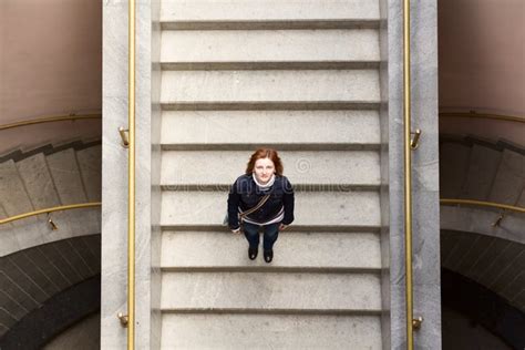 Portrait Of A Girl On The Stairs With Interesting Stock Image Image