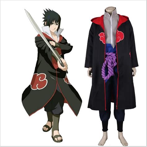 Anime Naruto Cosplay Costume Cloak Akatsuki Uchiha Sasuke Cosplay