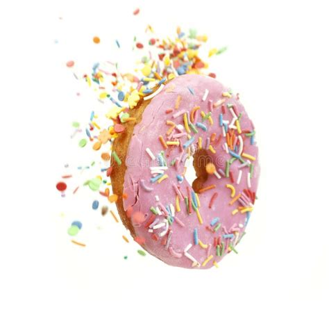 Sprinkled Pink Donut Isolated Stock Image Image Of Calories Dessert