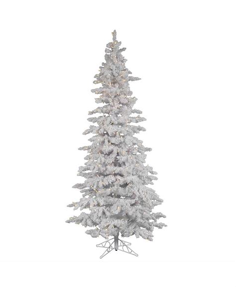 Vickerman 9 Ft Flocked White Slim Artificial Christmas Tree With 750