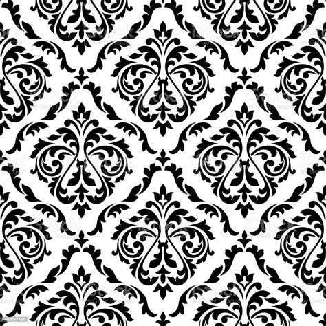 Download this vintage seamless black and white floral pattern vector illustration vector illustration now. Damask Black And White Floral Seamless Pattern Stock ...