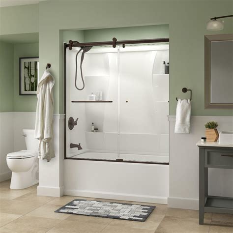 Shower and bathtub enclosures in a range of styles, installations and finishes. Delta Simplicity 60 in. x 58-3/4 in. Semi-Frameless ...