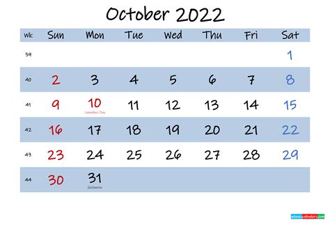 Printable October 2022 Calendar Word Template K22m502