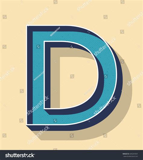 3d Letter D Retro Vector Text Stock Vector Royalty Free 645207697