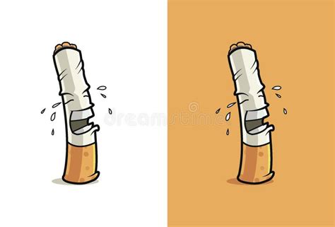 Sad Cigarette Cartoon Isolated Stock Illustration Illustration Of
