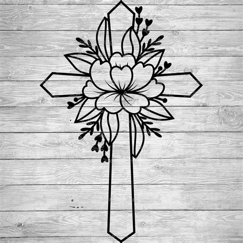 Floral Cross Svgeps And Png Files Digital Download Files For Cricut