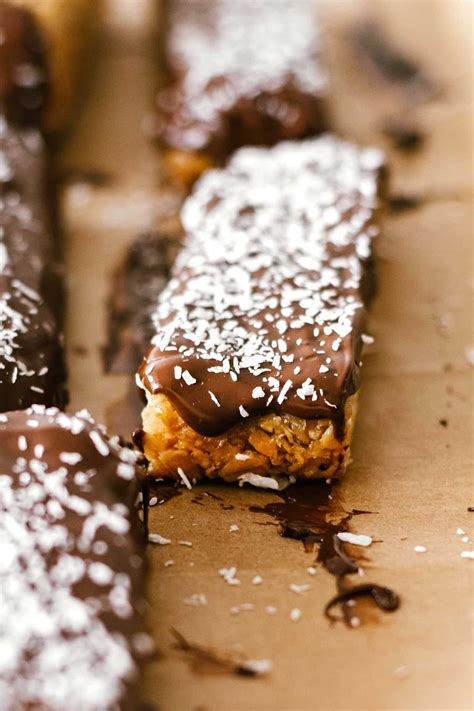 Chocolate Dipped Coconut Peanut Granola Bars Soft Chewy Sugarsalted