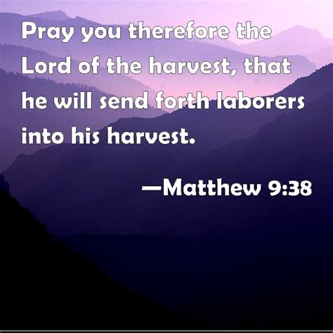 Matthew 938 Pray You Therefore The Lord Of The Harvest That He Will