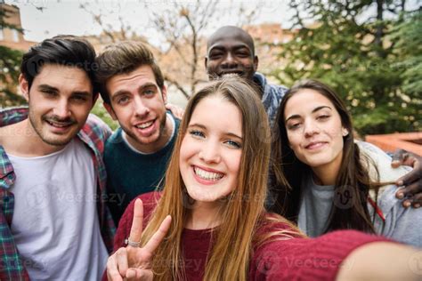 Multiracial Group Of Friends Taking Selfie Stock Photo At Vecteezy