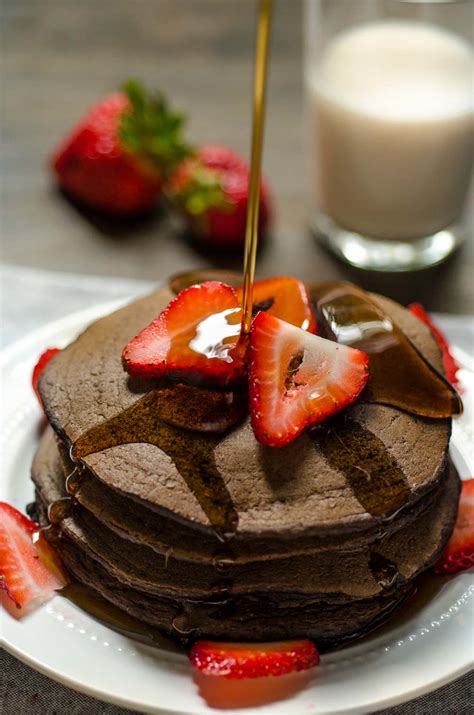 Remove the frozen hazelnut mousse inserts from the rings. Tommy's Vegan Chocolate Strawberry Pancakes « Dora's Table