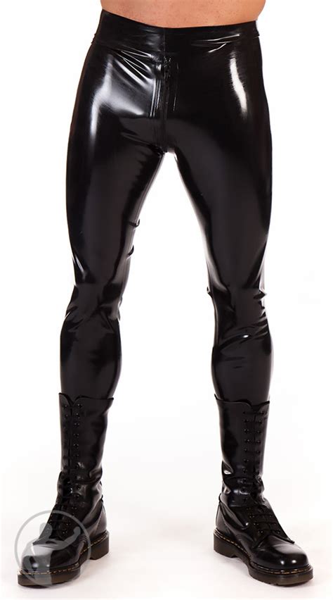 Mens Classic Rubber Leggings With All Round Zip