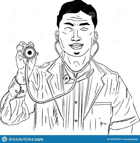 Doctor Holding Stethoscope Cartoon Vector Illustration Doctor Showing