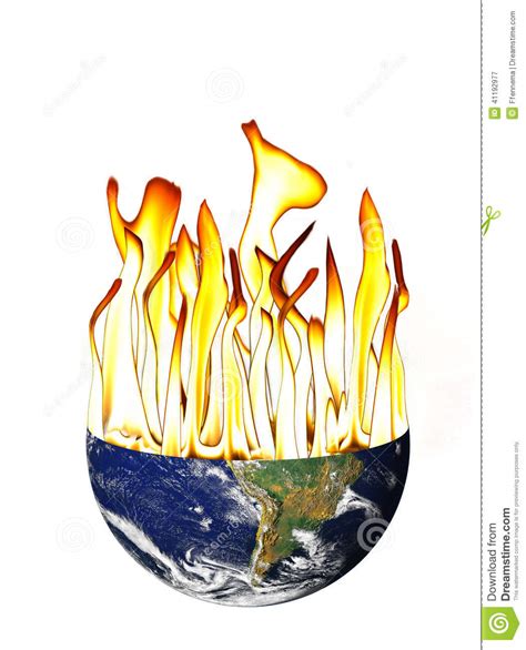Global Warming Of The Earth With Flameson White Stock Illustration