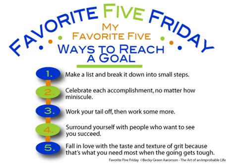 Favorite Five Friday Ways To Reach A Goal The Art Of An Improbable Life