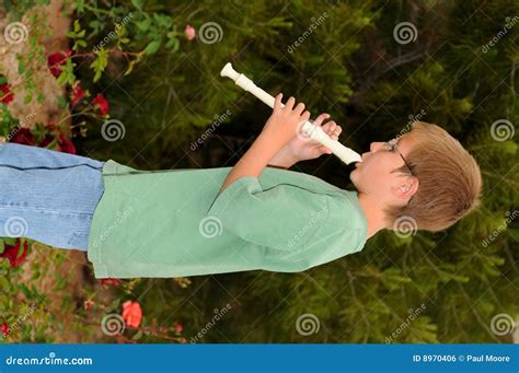 Boy Playing A Recorder Stock Photo Image Of Music Play 8970406