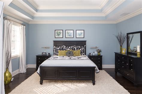 Tray ceiling faux painted in soft metallic under seas inspired tones. Master Bedroom With Triple Tray Ceiling - Traditional ...