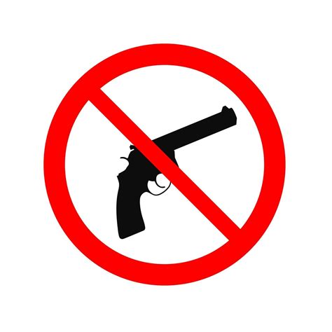 No Weapons Sign Guns Prohibition Stop Shooting Vector Emblem