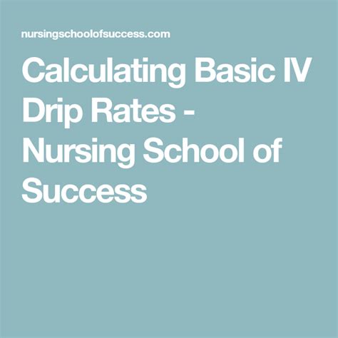 Critical Care Iv Drip Charts