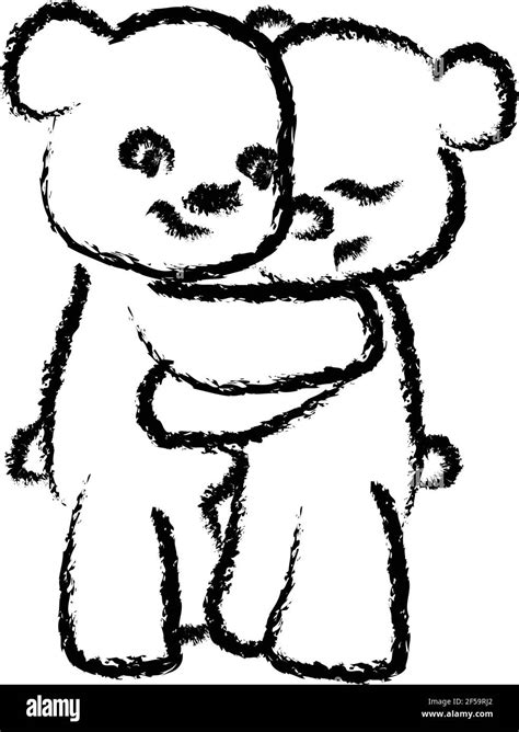 Teddy Bear Hug Cute Loving Hand Drawn Love Valentines Day Innocent
