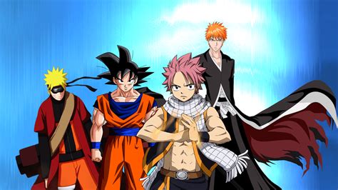 Goku,naruto,ichigo,luffy is standing with a circle and they attacks each other.goku blasts luffy but he dodges and naruto throws shurikens at ichigo but he slashes it apart with his sword.goku gets attack by everyone but dodge and blocked it all and kamehameha ichigo back.goku punches naruto. Goku And Naruto Wallpapers - Wallpaper Cave