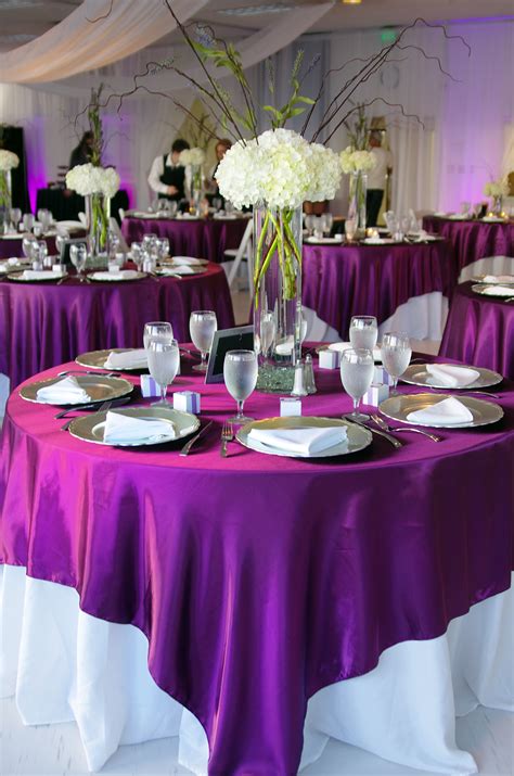 White Tablecloth With Purple Overlay One Of My Options Use Our