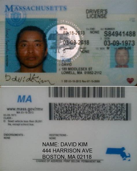 David Kim David Kim States Of Massachusetts Drivers License