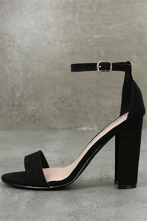 Pretty Black Heels Ankle Strap Heels Vegan Leather Heels 2900