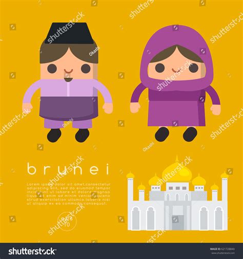 Brunei Boy Girl National Costume Vector Stock Vector Royalty Free