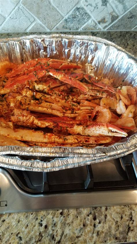 Oven Baked Butter And Garlic Crab Legs And Shrimp Seafood Chowder