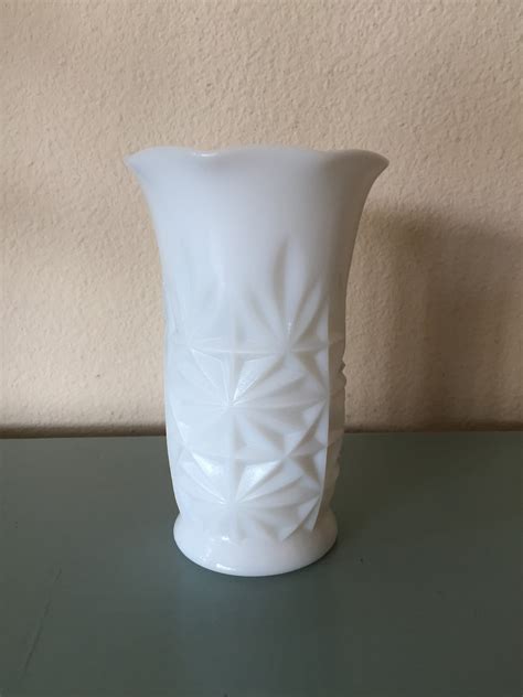 Vintage Hazel Atlas Milk Glass Vase Vintage Milk Glass Vase Etsy